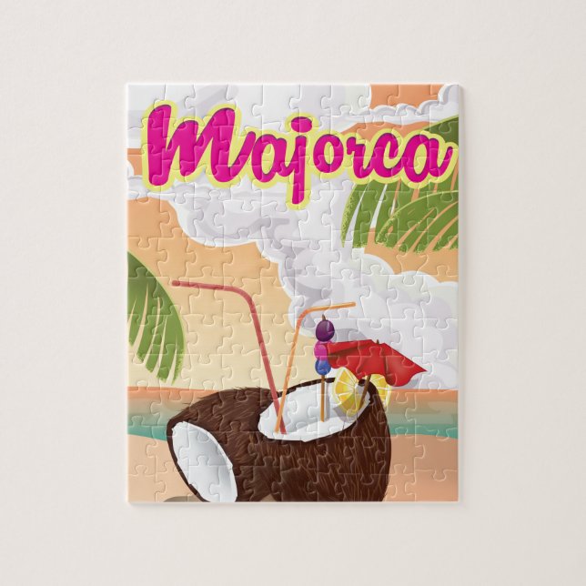 Quebra-cabeça cartaz de viagem antigo de Maiorca. (Vertical)