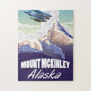 Quebra-cabeça Cartaz de viagem antigo do Monte McKinley
