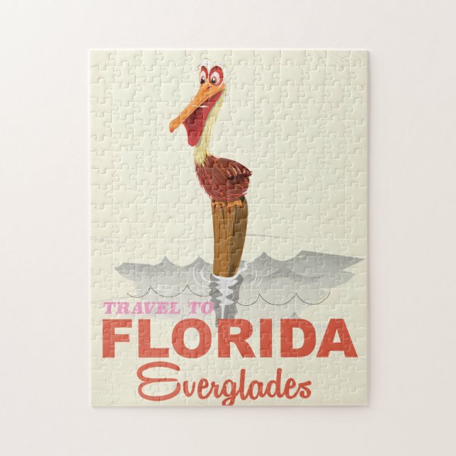 Quebra-cabeça cartaz de viagem antigo dos everglades da Flórida (Vertical)