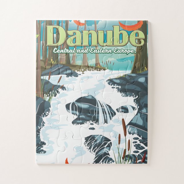 Quebra-cabeça cartaz de viagem ao rio europeu Danúbio (Vertical)