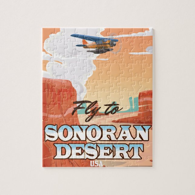 Quebra-cabeça Cartaz de viagem Cartoon do Deserto de Sonora. (Vertical)