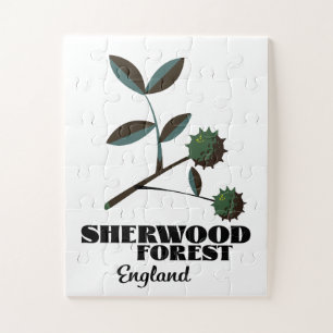 Quebra-cabeça Cartaz de viagem da Floresta de Sherwood Inglaterr