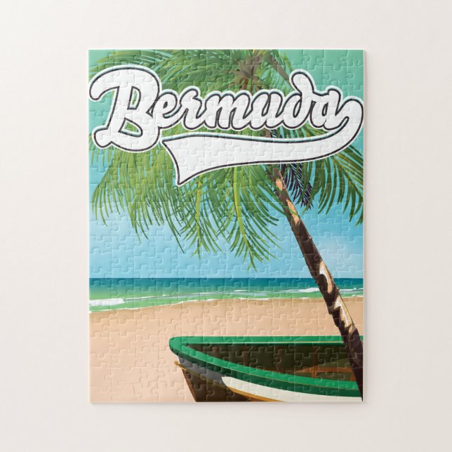 Quebra-cabeça Cartaz de viagem da ilha tropical das Bermudas (Vertical)