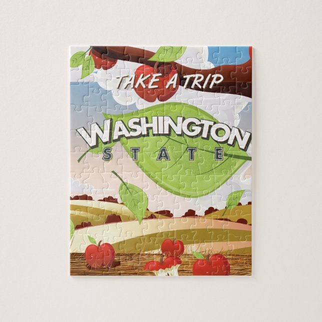 Quebra-cabeça Cartaz de Viagem da Macieira do Estado de Washingt (Vertical)