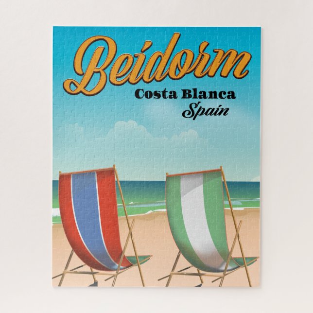 Quebra-cabeça cartaz de viagem da praia de Benidorm (Vertical)
