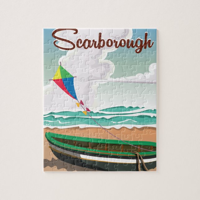 Quebra-cabeça cartaz de viagem da praia de Scarborough (Vertical)