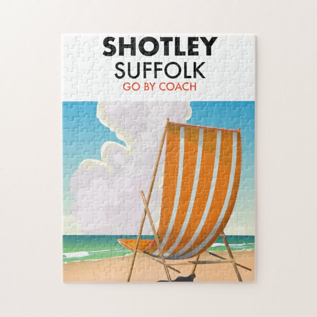 Quebra-cabeça Cartaz de viagem da praia de Shotley Suffolk (Vertical)