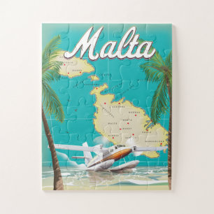 Quebra-cabeça Cartaz de viagem da praia e mapa de Malta