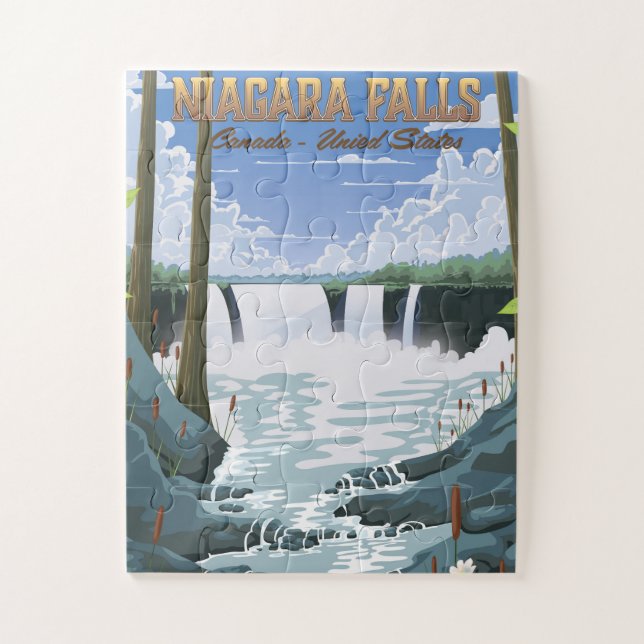 Quebra-cabeça Cartaz de viagem das Cataratas do Niágara (Vertical)