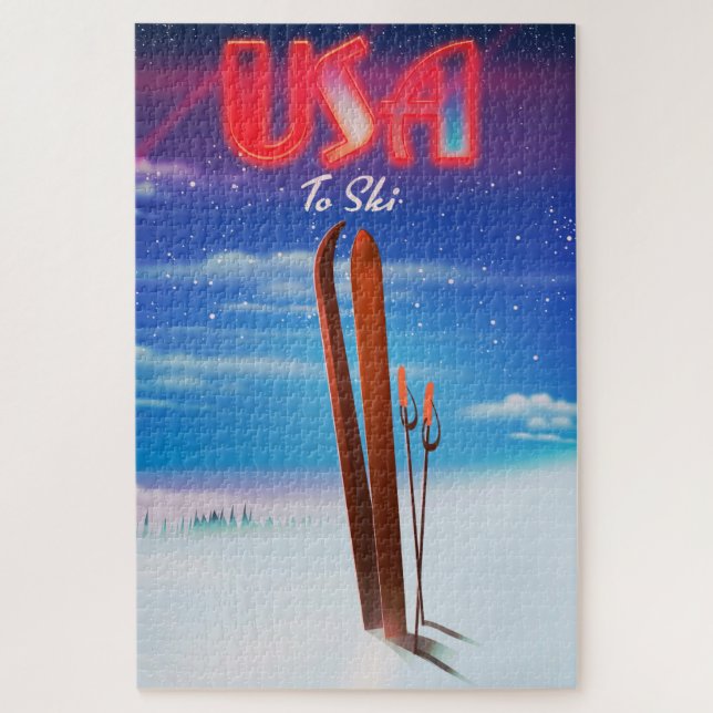 Quebra-cabeça cartaz de viagem de esqui dos eua (Vertical)