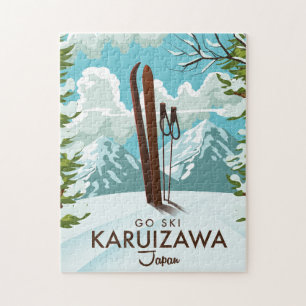 Quebra-cabeça Cartaz de viagem de esqui Karuizawa Japão