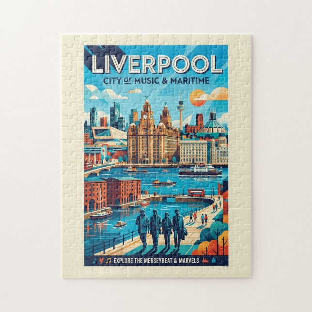 Quebra-cabeça Cartaz de Viagem de Liverpool (Vertical)