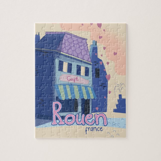 Quebra-cabeça Cartaz de viagem de Rouen França. (Vertical)
