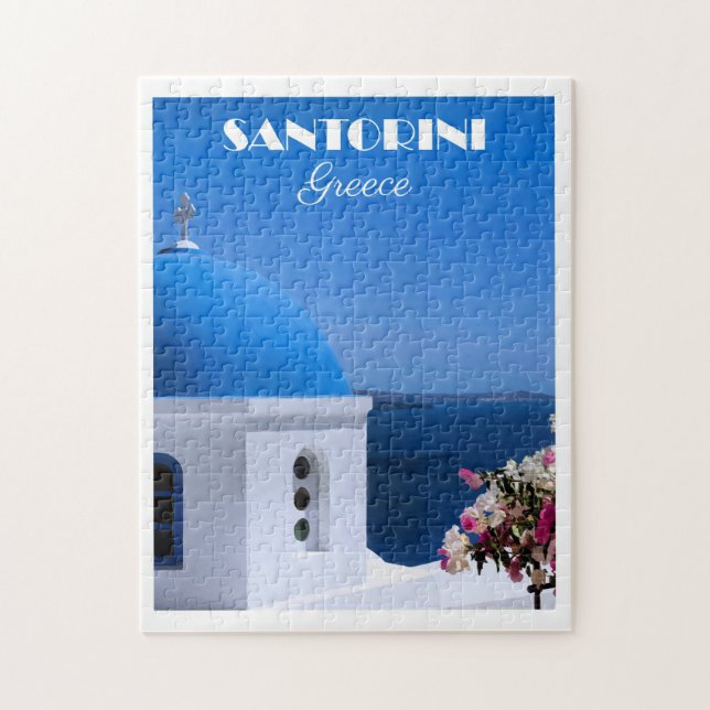Quebra-cabeça cartaz de viagem de Santorini, Grécia,  (Vertical)