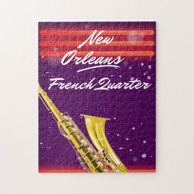 Quebra-cabeça Cartaz de viagem de saxofone do bairro francês de  (Vertical)