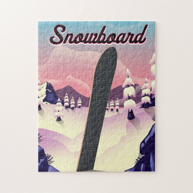 Quebra-cabeça Cartaz de viagem de Snowboard Vintage (Vertical)