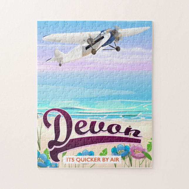 Quebra-cabeça Cartaz de viagem de voo antigo de Devon (Vertical)
