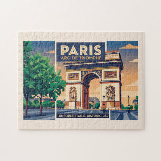 Quebra-cabeça Cartaz de Viagem do Arco do Triunfo de Paris Vinta