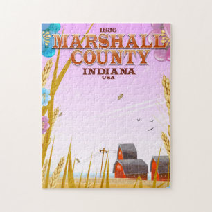 Quebra-cabeça Cartaz de viagem do condado de Marshall '1836' Ind