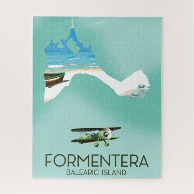 Quebra-cabeça Cartaz de viagem do mapa da ilha Balear de Forment (Vertical)