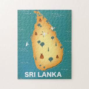 Quebra-cabeça cartaz de viagem do mapa do Sri Lanka