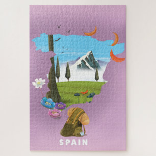 Quebra-cabeça cartaz de viagem do mapa ilustrado da Espanha