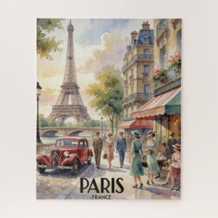 Quebra-cabeça Cartaz de Viagem em Aquarela Vintage de Paris Fran