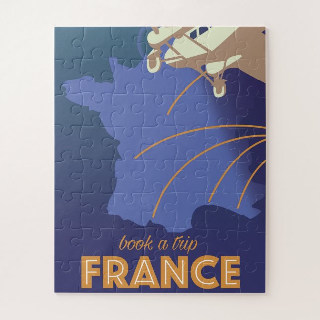 Quebra-cabeça cartaz de viagem estilo retrô da França (Vertical)