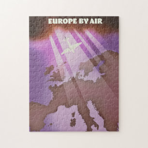 Quebra-cabeça Cartaz de viagem estilo retrô Europe By Air.