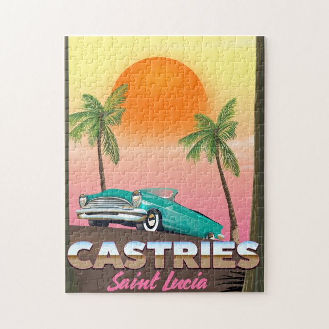 Quebra-cabeça Cartaz de viagem exótico tropical Castries Santa L (Vertical)