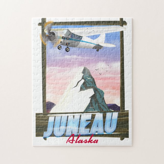 Quebra-cabeça Cartaz de viagem Juneau Alasca (Vertical)