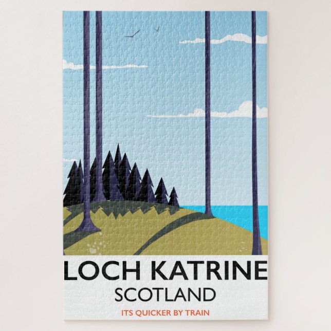 Quebra-cabeça Cartaz de viagem Loch K Katrine Escócia (Vertical)