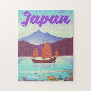 Quebra-cabeça cartaz de viagem paisagem japão