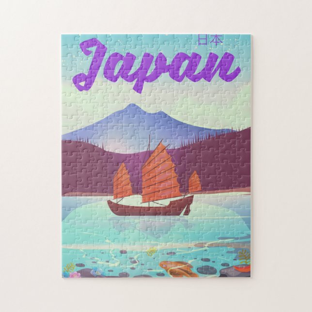 Quebra-cabeça cartaz de viagem paisagem japão (Vertical)