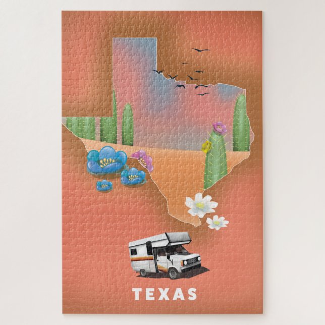 Quebra-cabeça cartaz de viagem Texas (Vertical)
