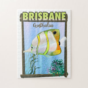 Quebra-cabeça Cartaz de viagem tropical Brisbane Austrália