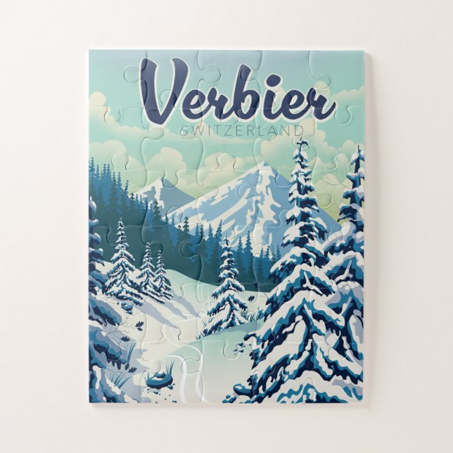 Quebra-cabeça Cartaz de viagem Verbier Suíça (Vertical)