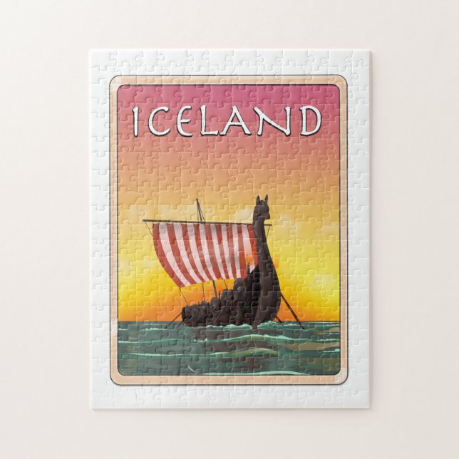 Quebra-cabeça cartaz de viagem Viking Islândia (Vertical)