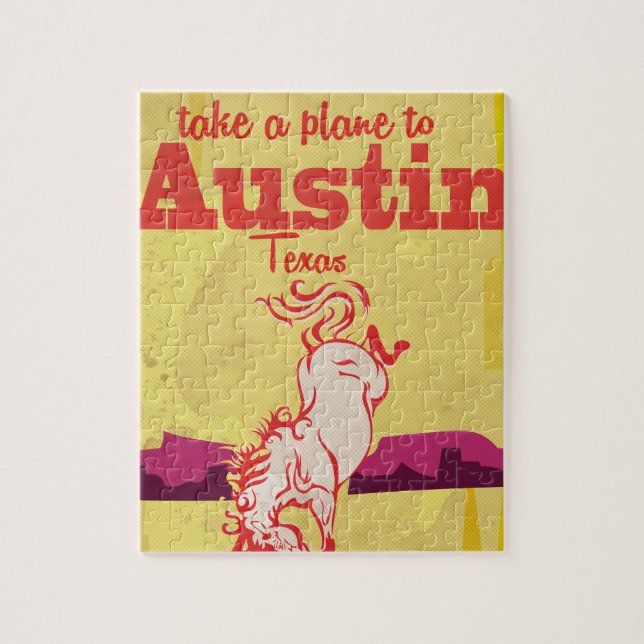 Quebra-cabeça cartaz de viagem vintage Austin Texas (Vertical)