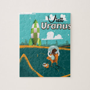 Quebra-cabeça Cartaz de Viagem Vintage de Urano em Desenho Anima