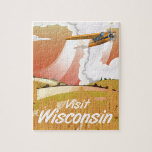 Quebra-cabeça cartaz de viagem vintage de Wisconsin