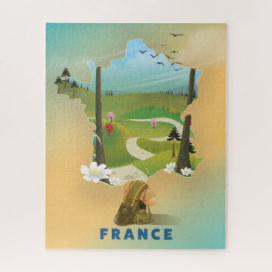 Quebra-cabeça cartaz de viagem vintage mapa da França