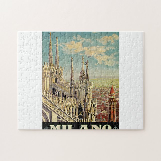 Quebra-cabeça Cartaz de viagem vintage milano milão (Horizontal)