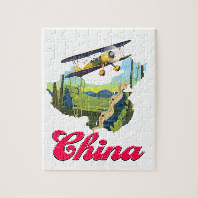 Quebra-cabeça cartaz do mapa de viagem da China (Vertical)