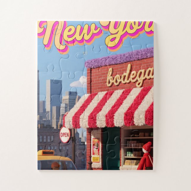 Quebra-cabeça Cartaz do Táxi Noturno da Bodega de Nova York (Vertical)
