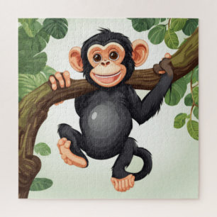 Quebra-cabeça Cartoon Chimpanzé Engraçado e Bonito