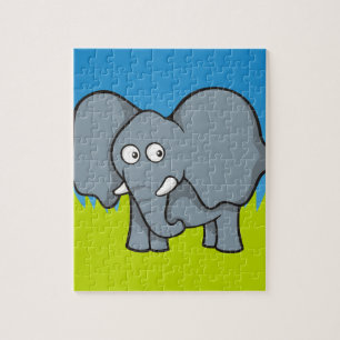 Quebra-cabeça Cartoon de elefante de cinza