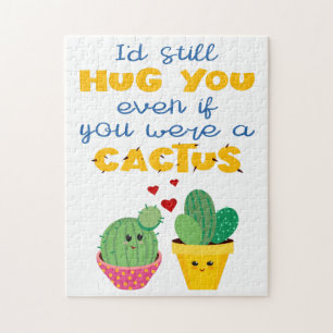 Quebra-cabeça Cartoon divertido e colorido Cactus no amor românt