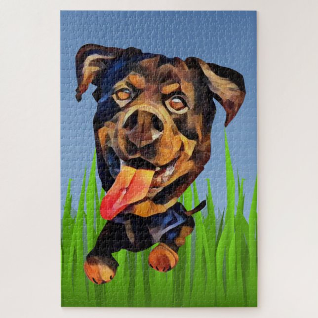 Quebra-cabeça Cartoon Engraçado Rottweiler Cão 1014 Piece Quebra (Vertical)