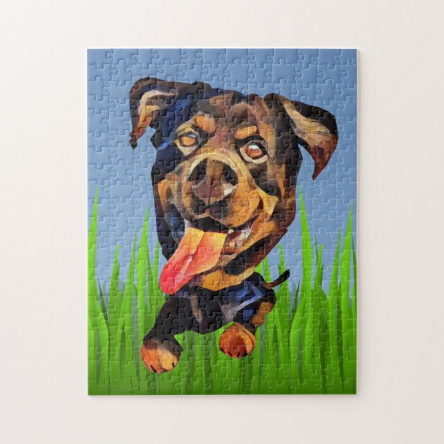 Quebra-cabeça Cartoon Engraçado Rottweiler Cão 252 Peece Quebra- (Vertical)